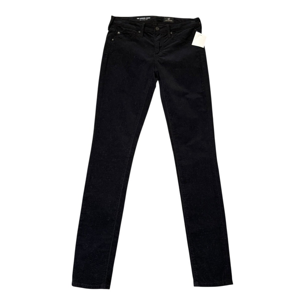 AG Adriano Goldschmied Legging Ankle Super Skinny Black Corduroy Jeans Size 0 24